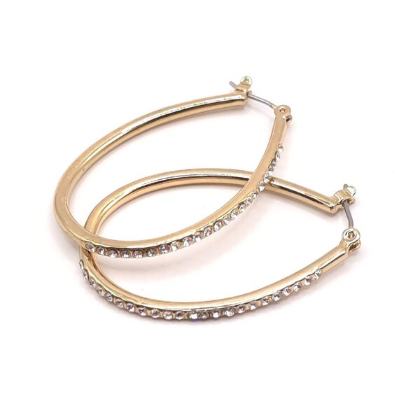 Unbranded Jewelry - Chill Gold Tone Rhinestone Hoop Earrings Oval Shaped: Glow for the Win